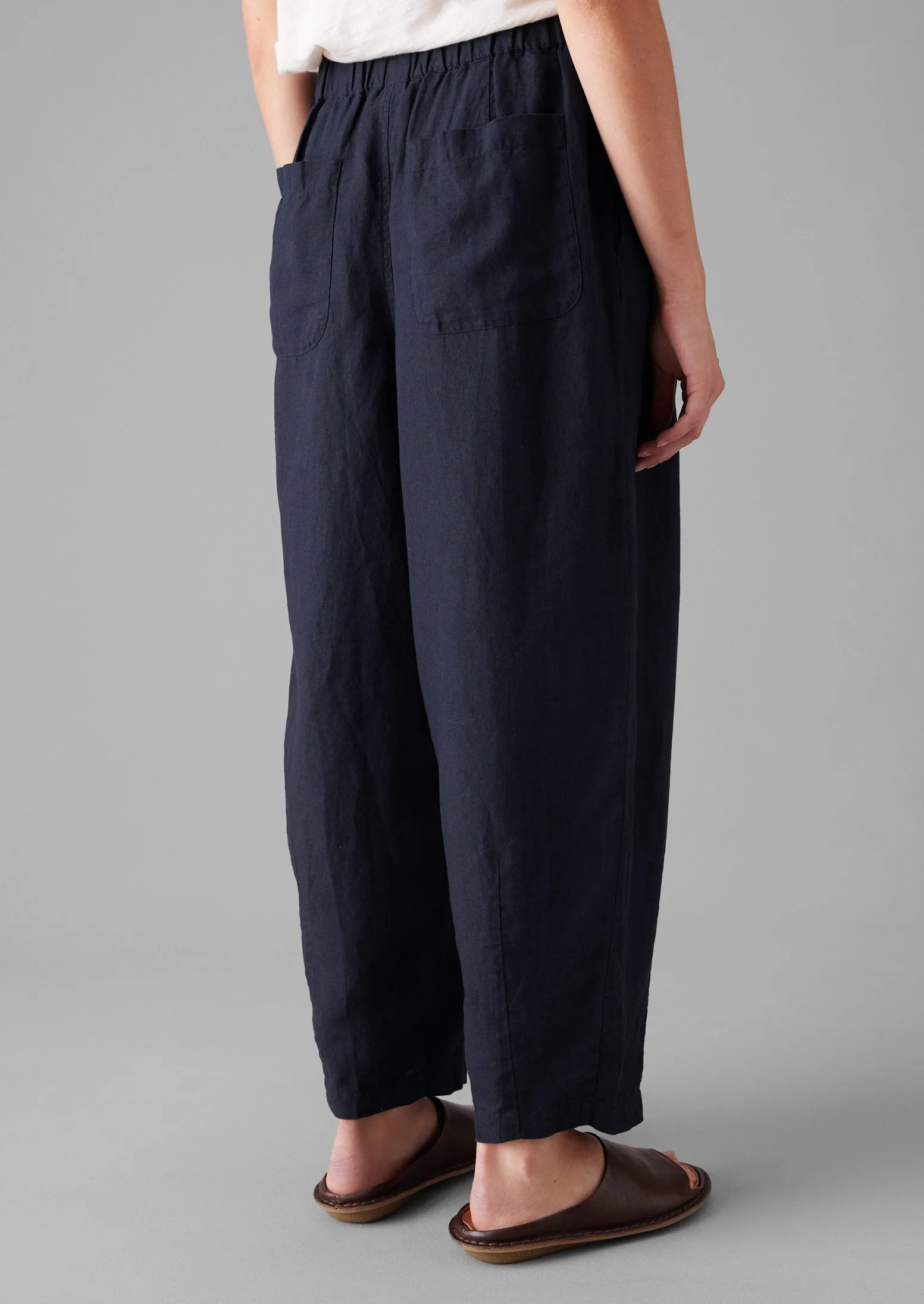 Minako Garment Dyed Linen Pants | Midnight Tough Flex Casual Design