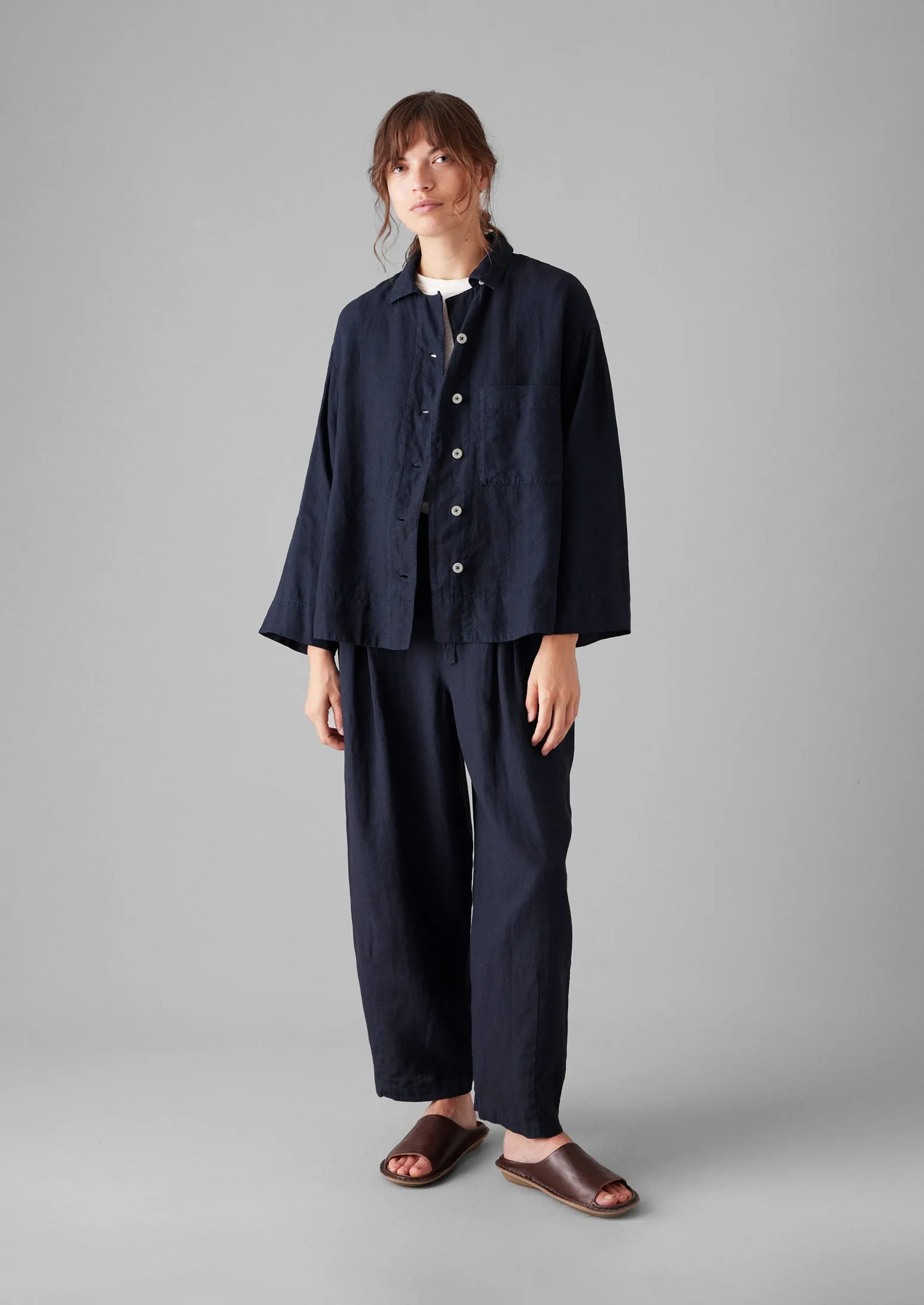 Minako Garment Dyed Linen Pants | Midnight Fit Flex All Use