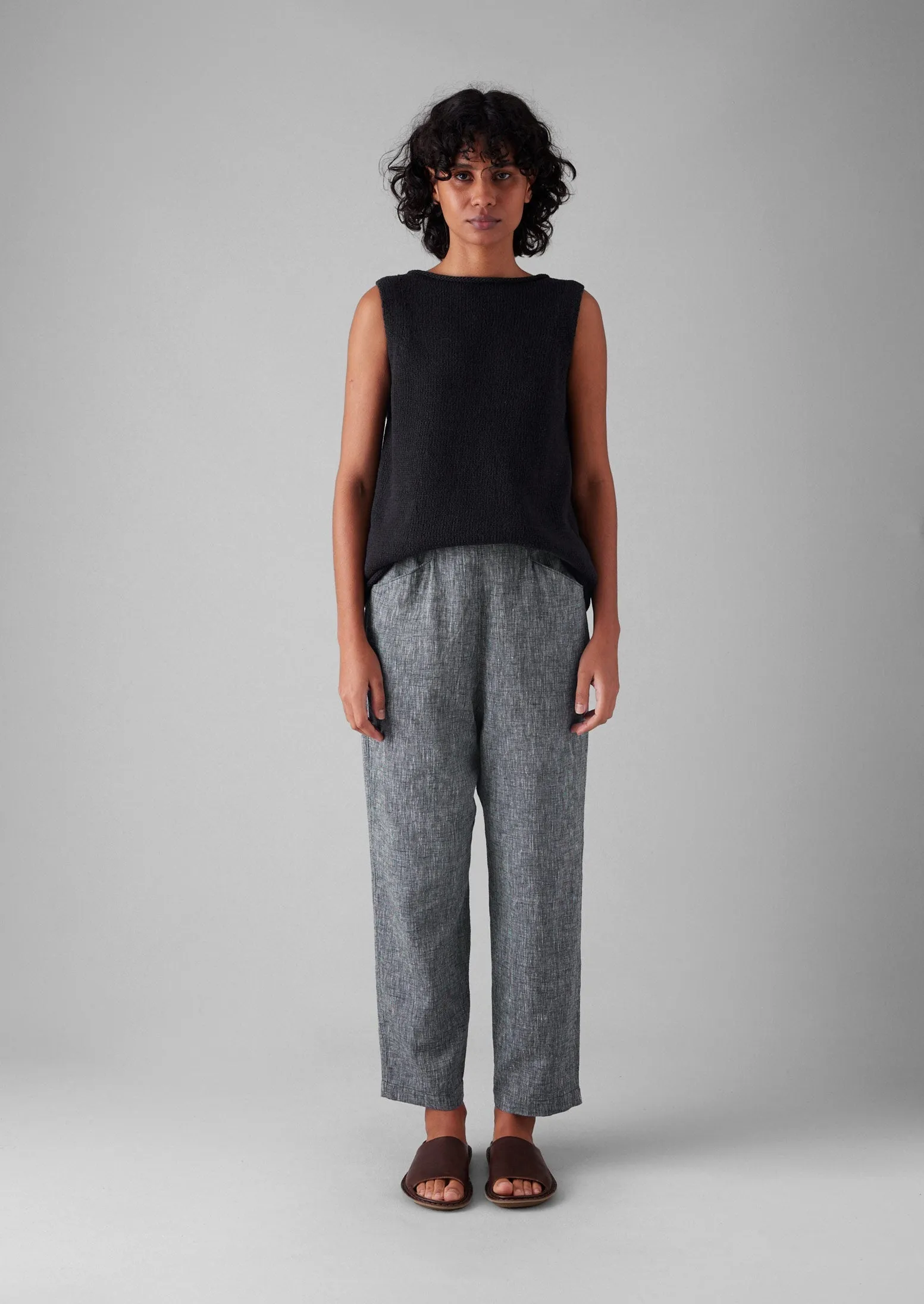 Quick Dry Wear Alix Etched Linen Cotton Pants | Blue Melange