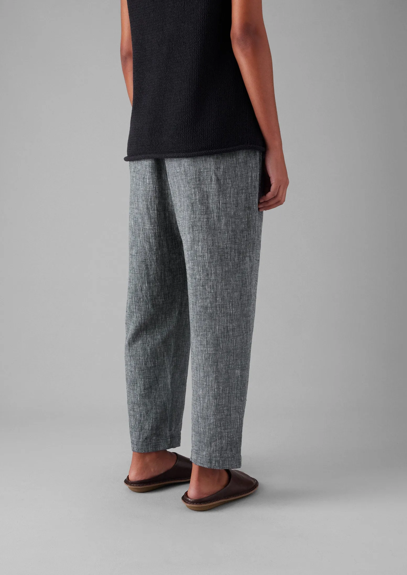 Flowy legs Alix Etched Linen Cotton Pants | Blue Melange