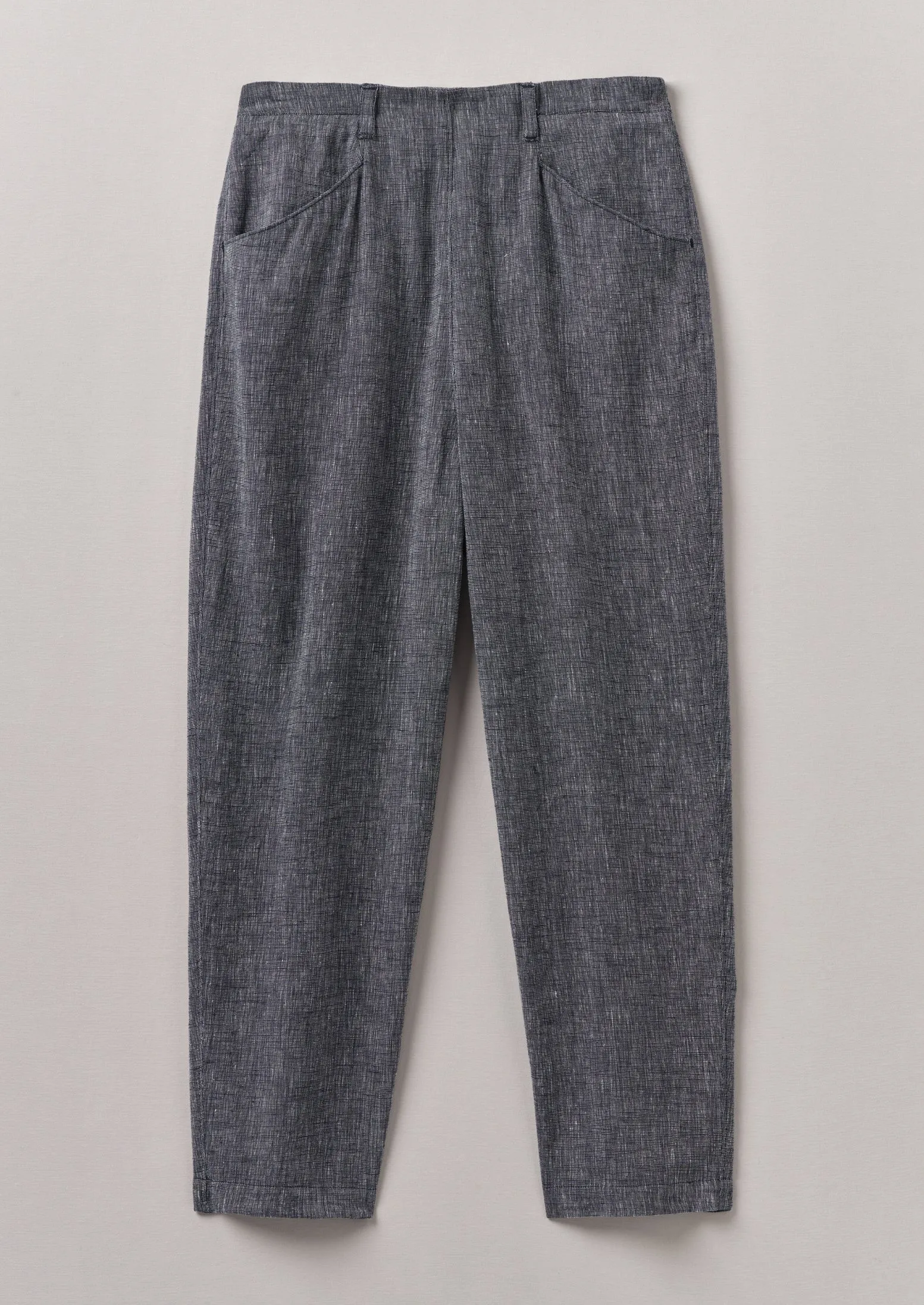 Flexible Performance Wear Alix Etched Linen Cotton Pants | Blue Melange
