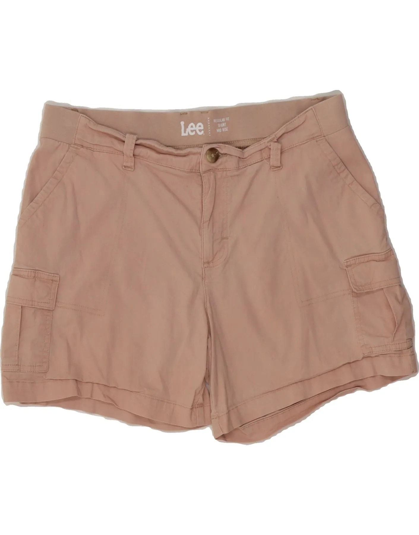 summer shorts Flexible Side Panels LEE Womens Mid Rise Regular Fit Cargo Shorts W36 XL Pink Cotton