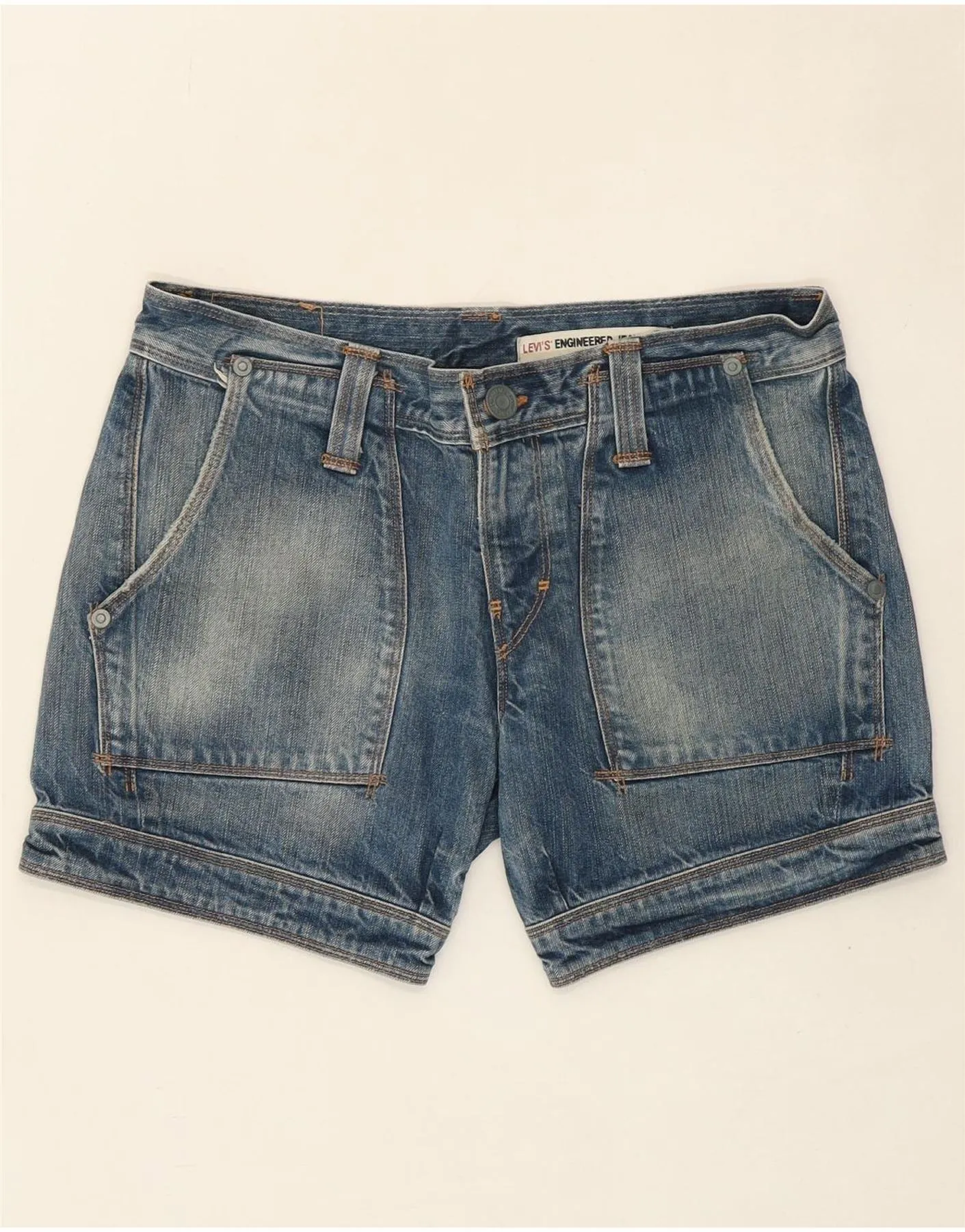 LEVI'S Womens Engineered Jeans Denim Shorts Small W30  Blue Fade Resistant Dye