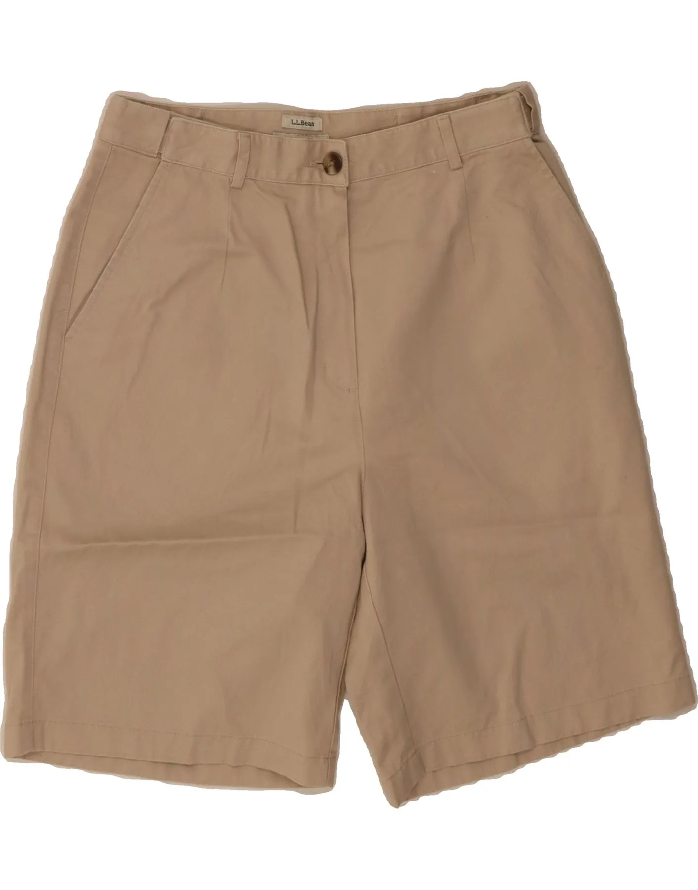 L.L.BEAN Womens Original Fit Chino Shorts US 12 Large W30  Beige Cotton Sun Protection Fabric