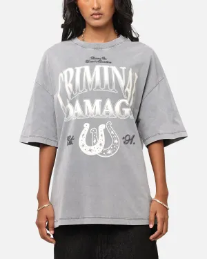 Skin Friendly Blends Trendy Fashion Criminal Damage Horseshoe T-Shirt Washed Black