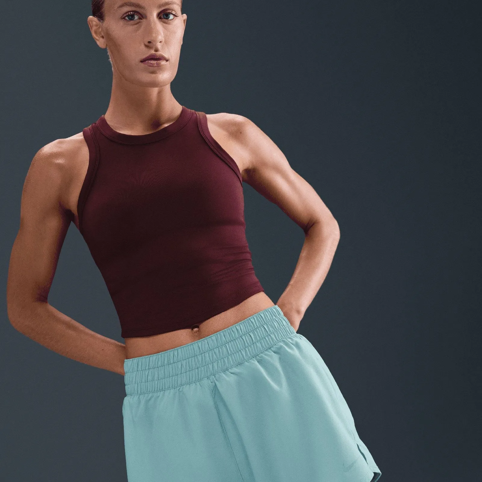 low waisted cycling outfit Nike One Womens Dri-FIT High-Waisted 3" 2-in-1 Shorts