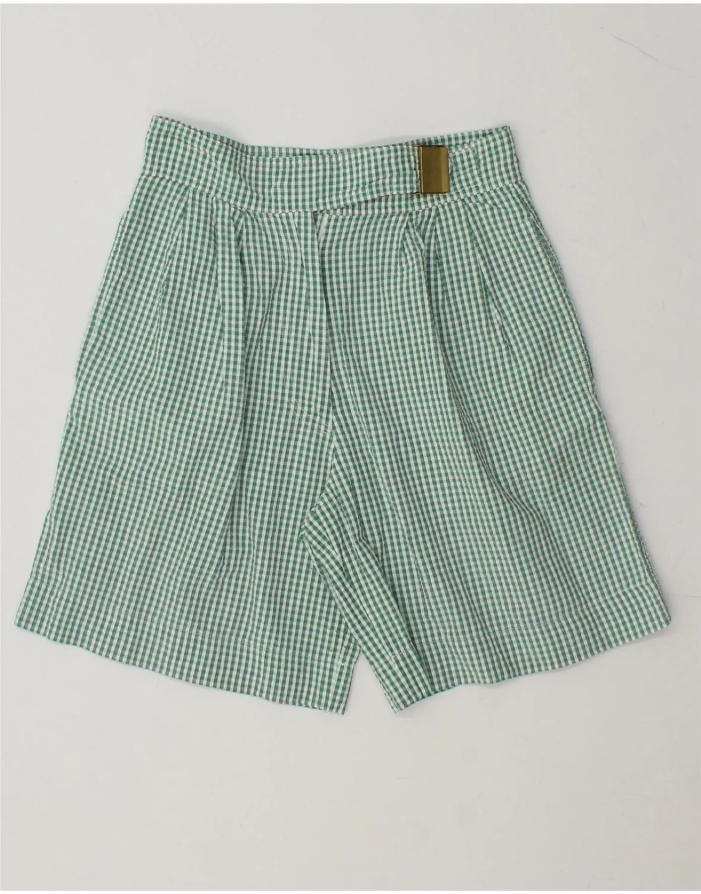 BELFE & BELFE Womens Pegged Casual Shorts UK 14 Medium W28 Green Gingham Durable Feel Beach-Ready Look