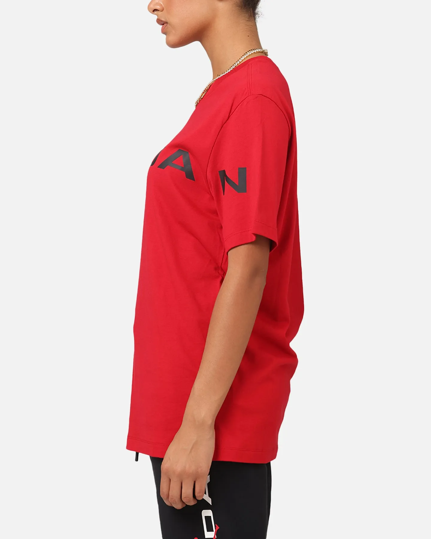 Double Stitched Hem Comfort and Fit Jordan Air Stretch Crewneck T-Shirt Gym Red/Black/White