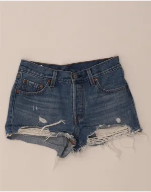 camisole soccer shorts LEVI'S Womens 501 Denim Distressed Hot Pants W25 XS Blue Cotton