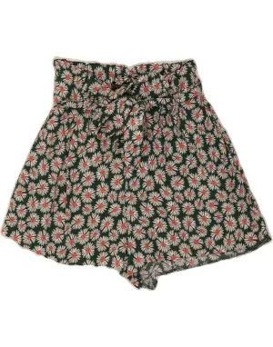 Quick Fit Wear ZARA Womens Casual Shorts XS W24 Green Floral Viscose