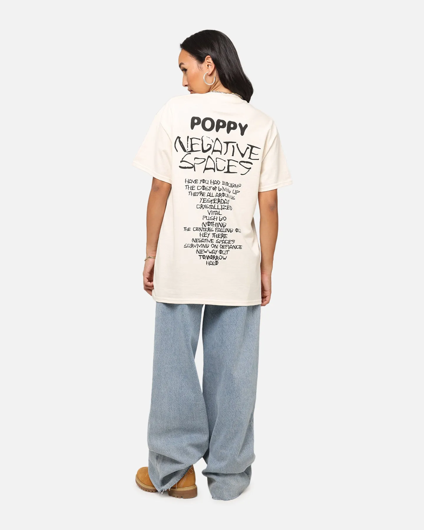 NonIrritating Fabric Poppy Negative Spaces Track T-Shirt Off White