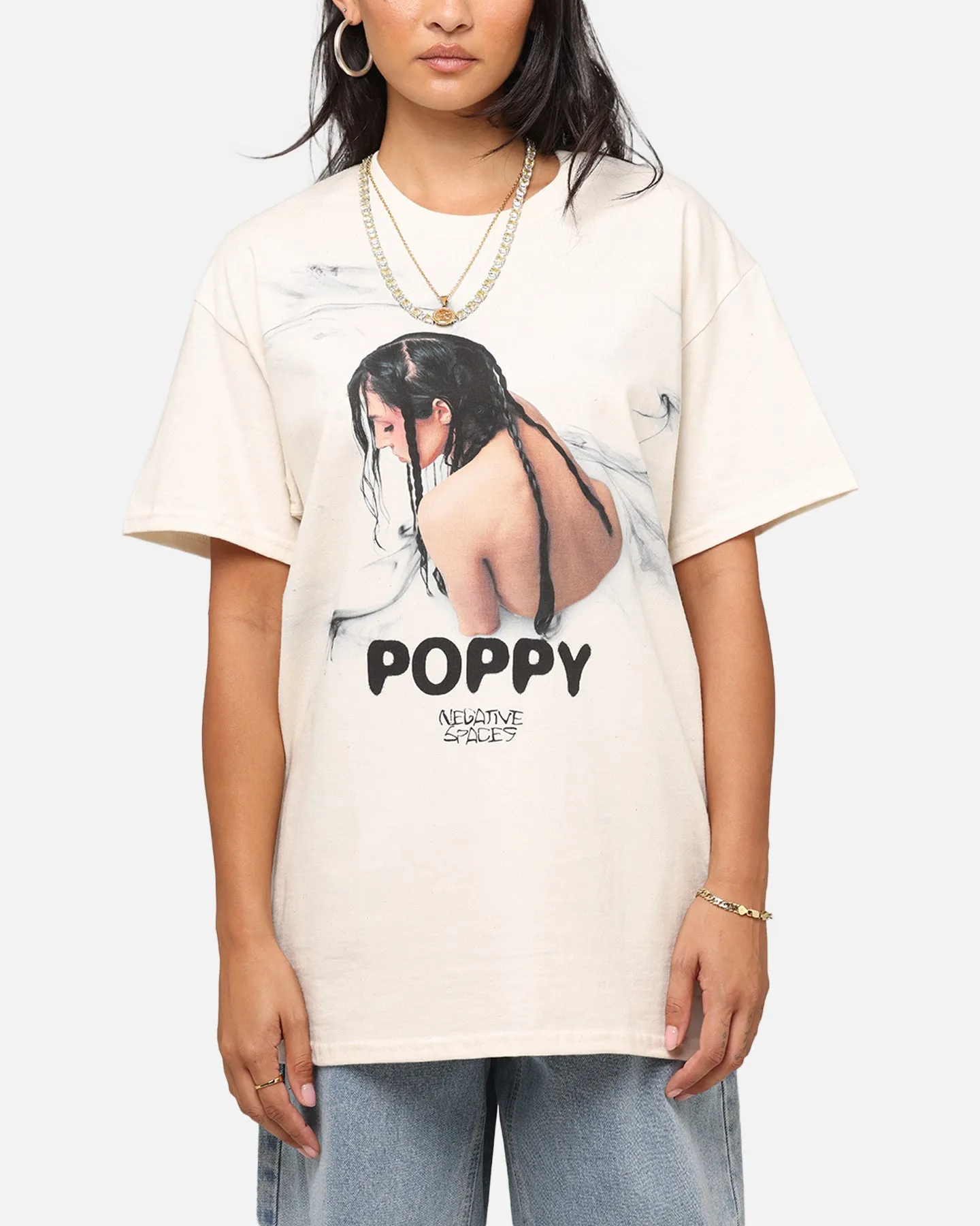 Halloween Formal Style Poppy Negative Spaces Track T-Shirt Off White