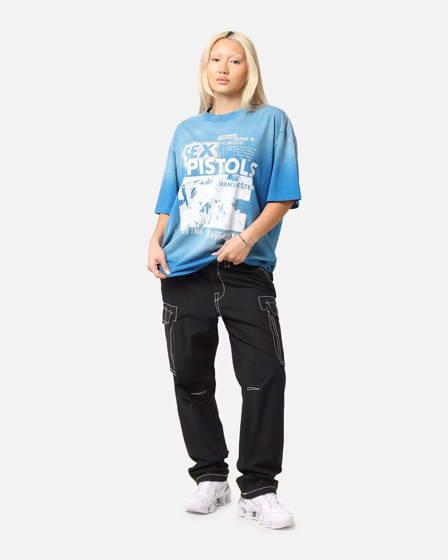 Fashion-Forward Comfy Style Sex Pistols Sun Fade T-Shirt Sun Washed Blue