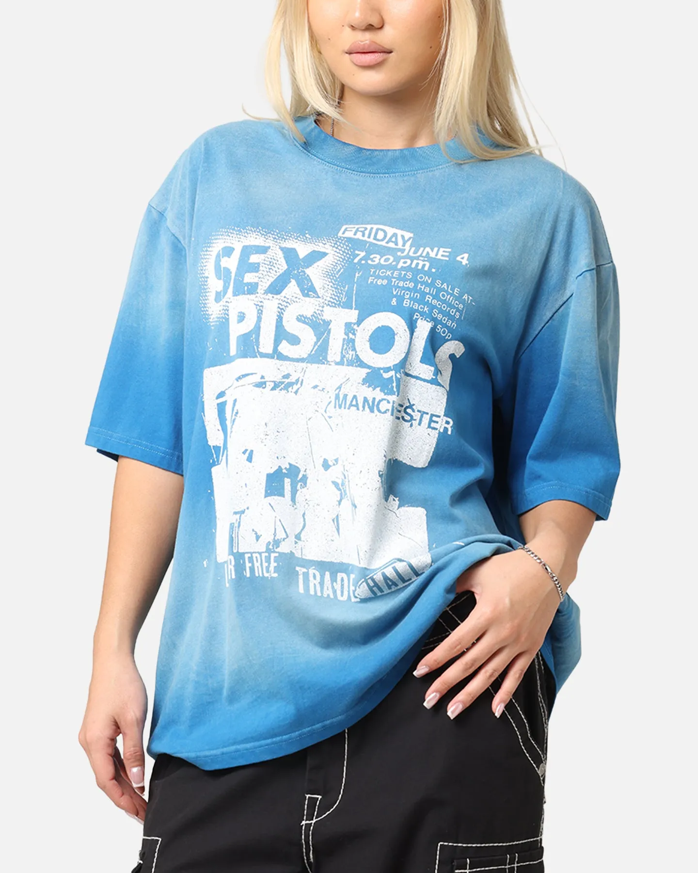 Sex Pistols Sun Fade T-Shirt Sun Washed Blue Casual Vibe Wear Anti-bacterial