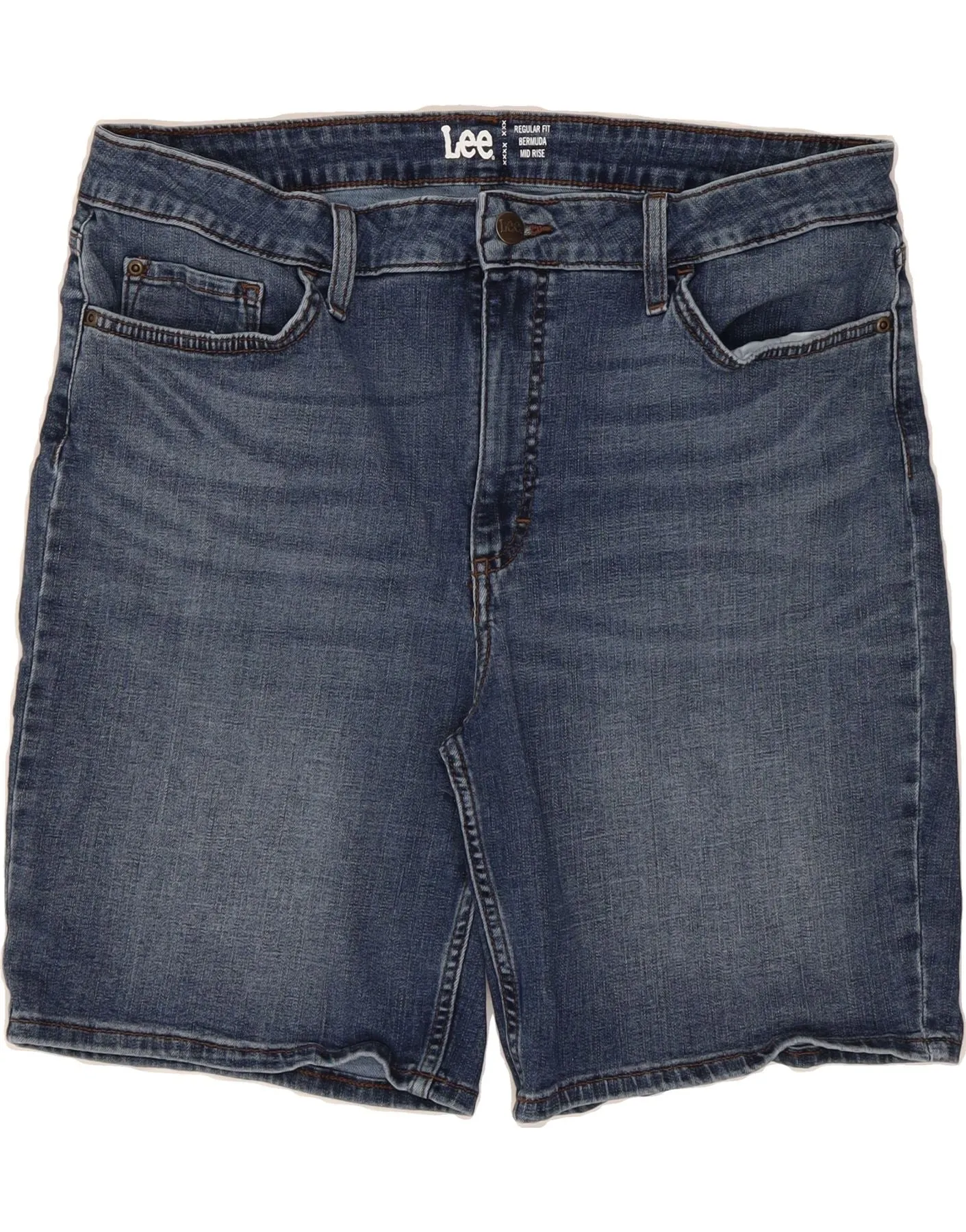 Cross Ventilation Channels LEE Womens Bermuda Mid Rise Regular Fit Denim Shorts US 20 3XL W40  Blue