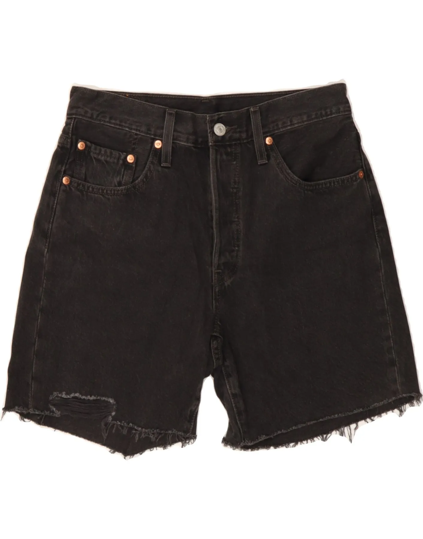 LEVI'S Womens Distressed Denim Shorts W28 Medium Black Cotton kids