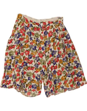 VINTAGE Womens Casual Shorts IT 42 Medium W30 Multicoloured Floral Viscose Timeless Look Flexible Movement