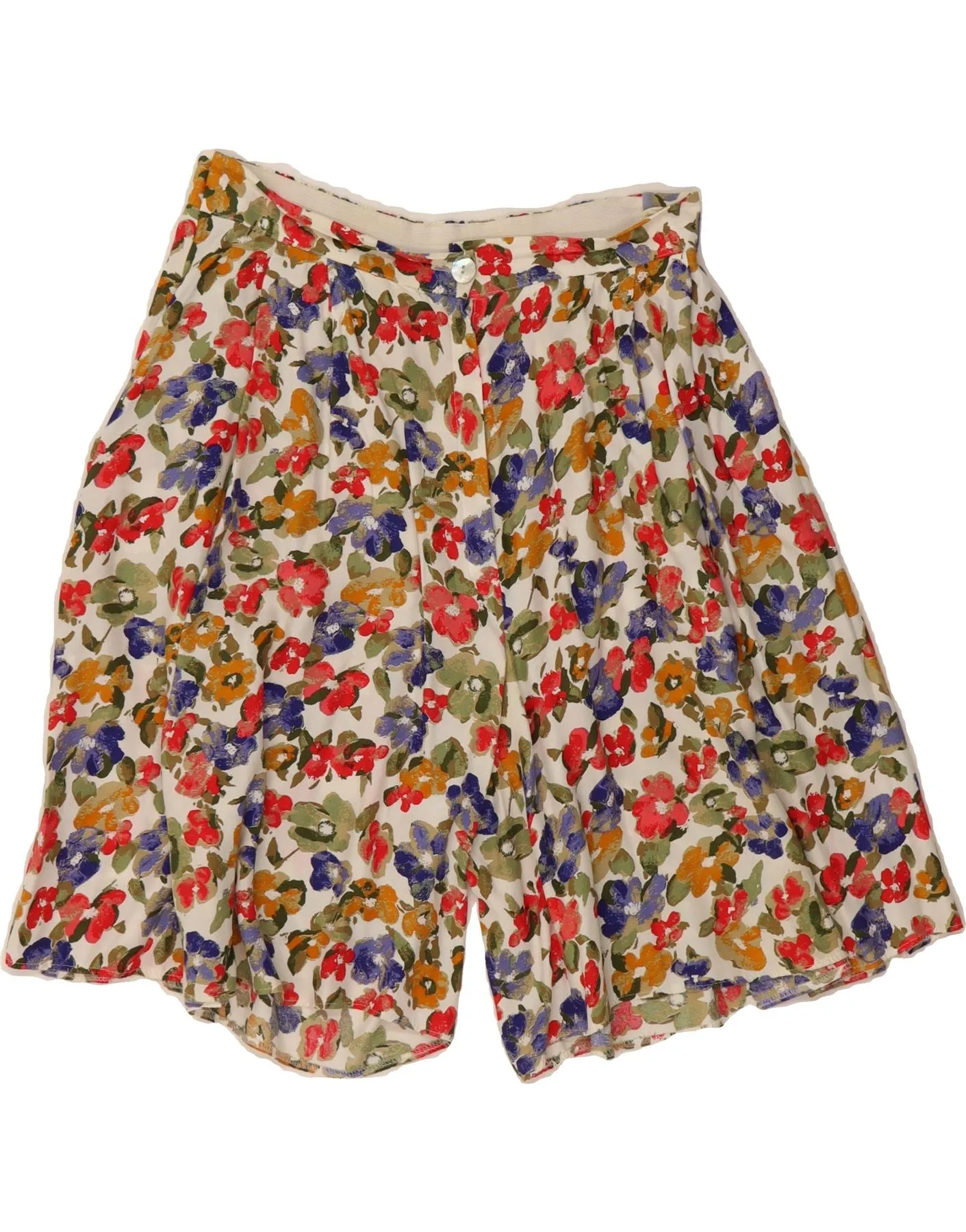 VINTAGE Womens Casual Shorts IT 42 Medium W30 Multicoloured Floral Viscose Timeless Look Flexible Movement