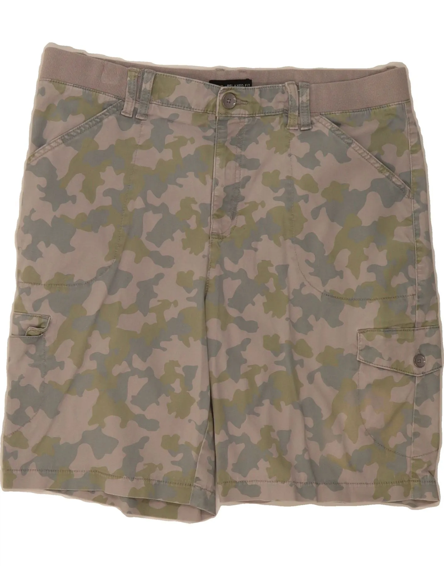 All Fit High-End Quality LEE Womens Mid Rise Relaxed Fit Cargo Shorts US 16 2XL W36 Grey Camouflage