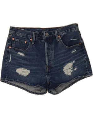 LEVI'S Womens 501 Distressed Denim Shorts W31 Medium Blue Cotton Lightweight Fabric