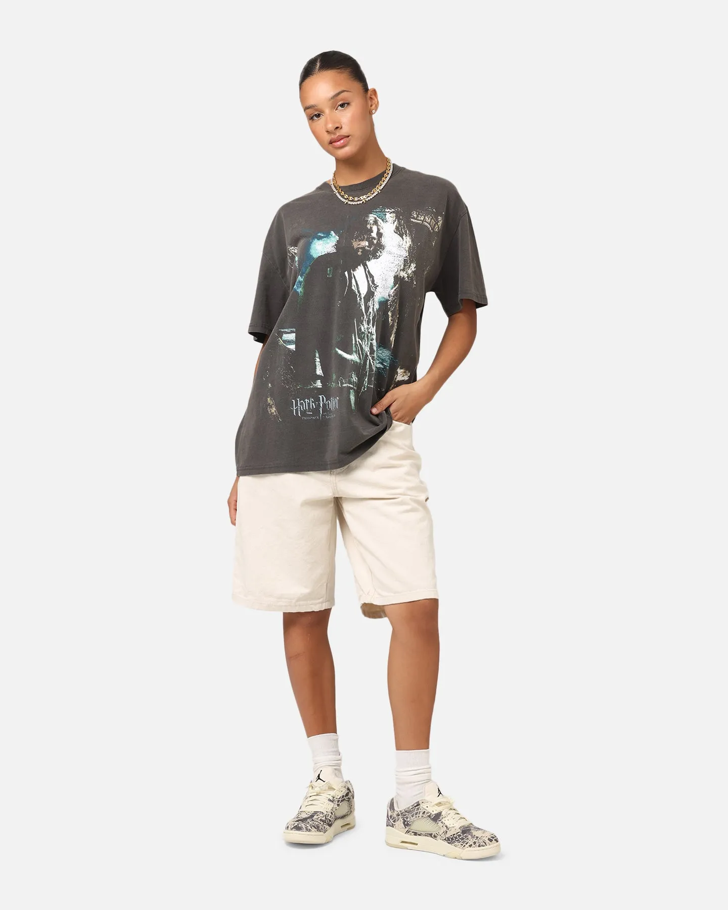 Versatile Piece ReinforcedNeckline Goat Crew X Harry Potter Sirius Heavy T-Shirt Black Wash