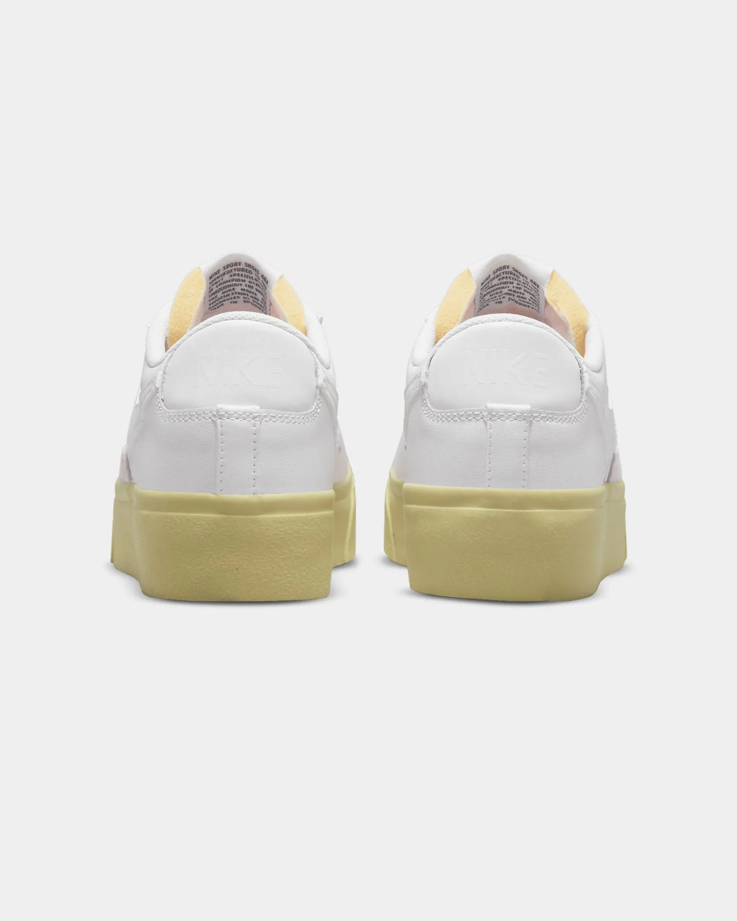 Adjustable Straps shape fit Nike Women's Blazer Low Platform Shoes White/White-Lemon
