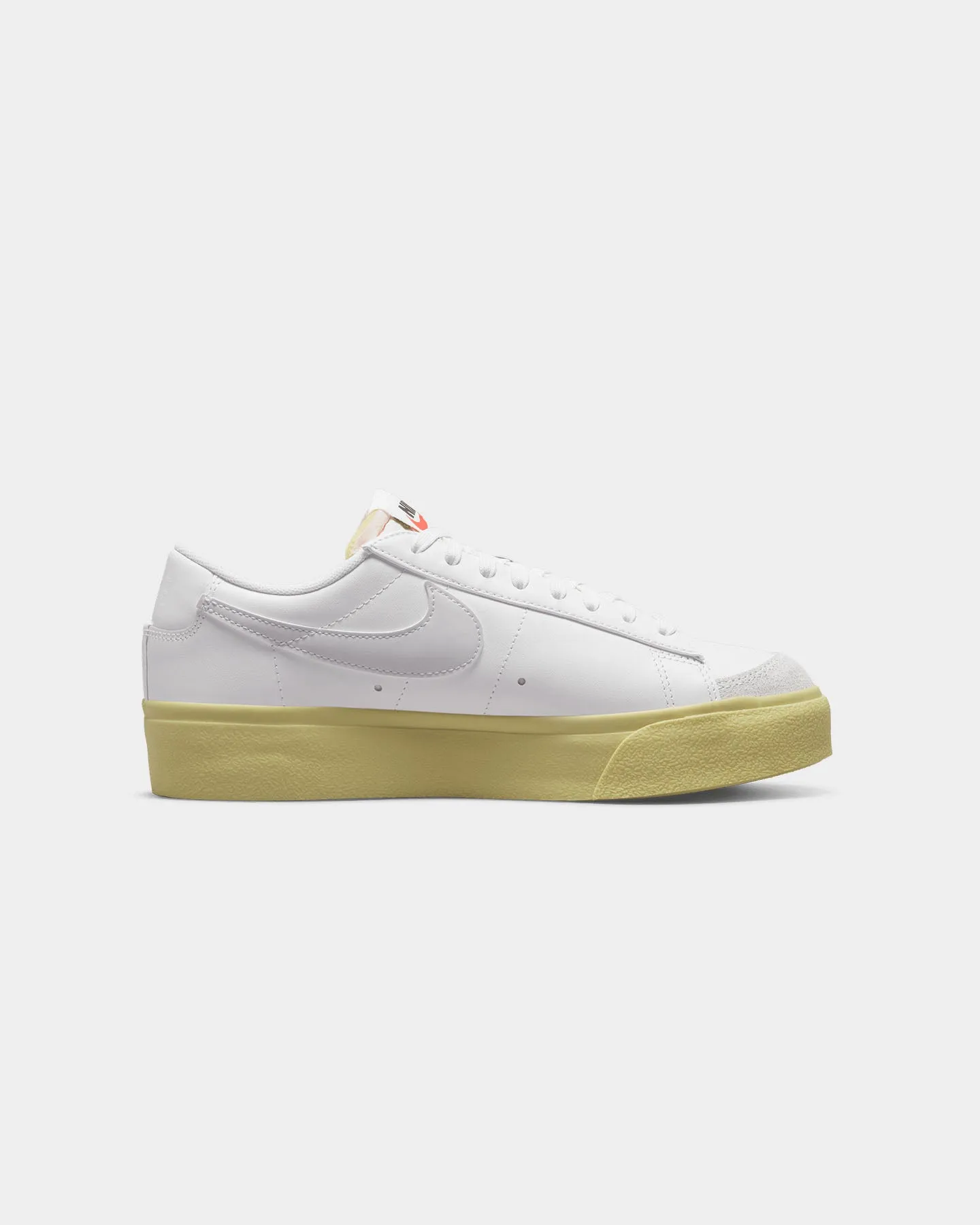 Nike Women's Blazer Low Platform Shoes White/White-Lemon Airflow channels