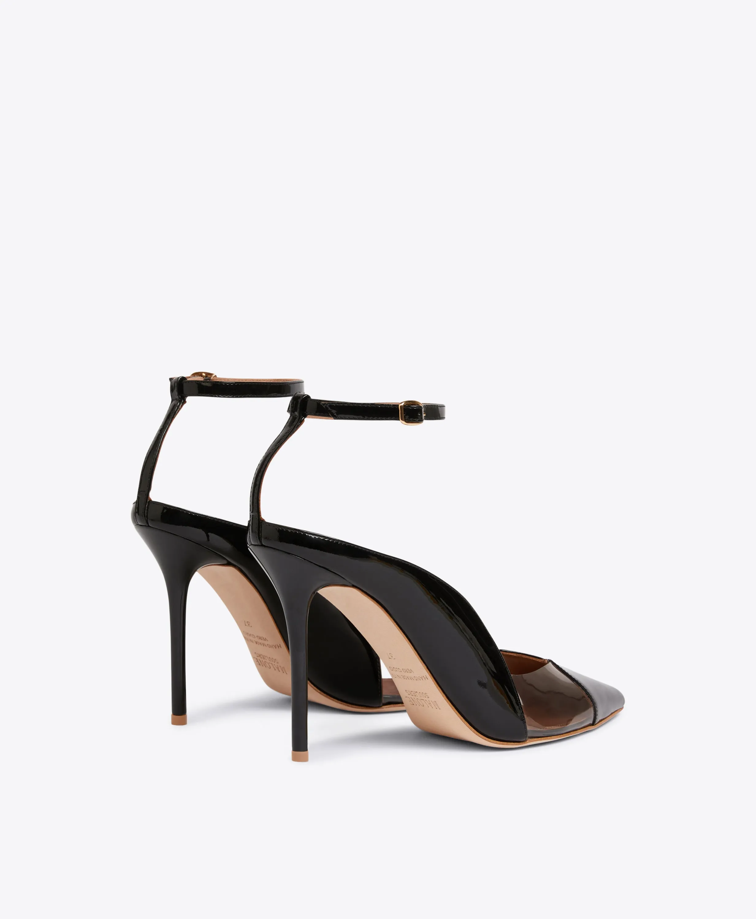 Floral Design Heels Malia 100 Black Patent PVC Pumps