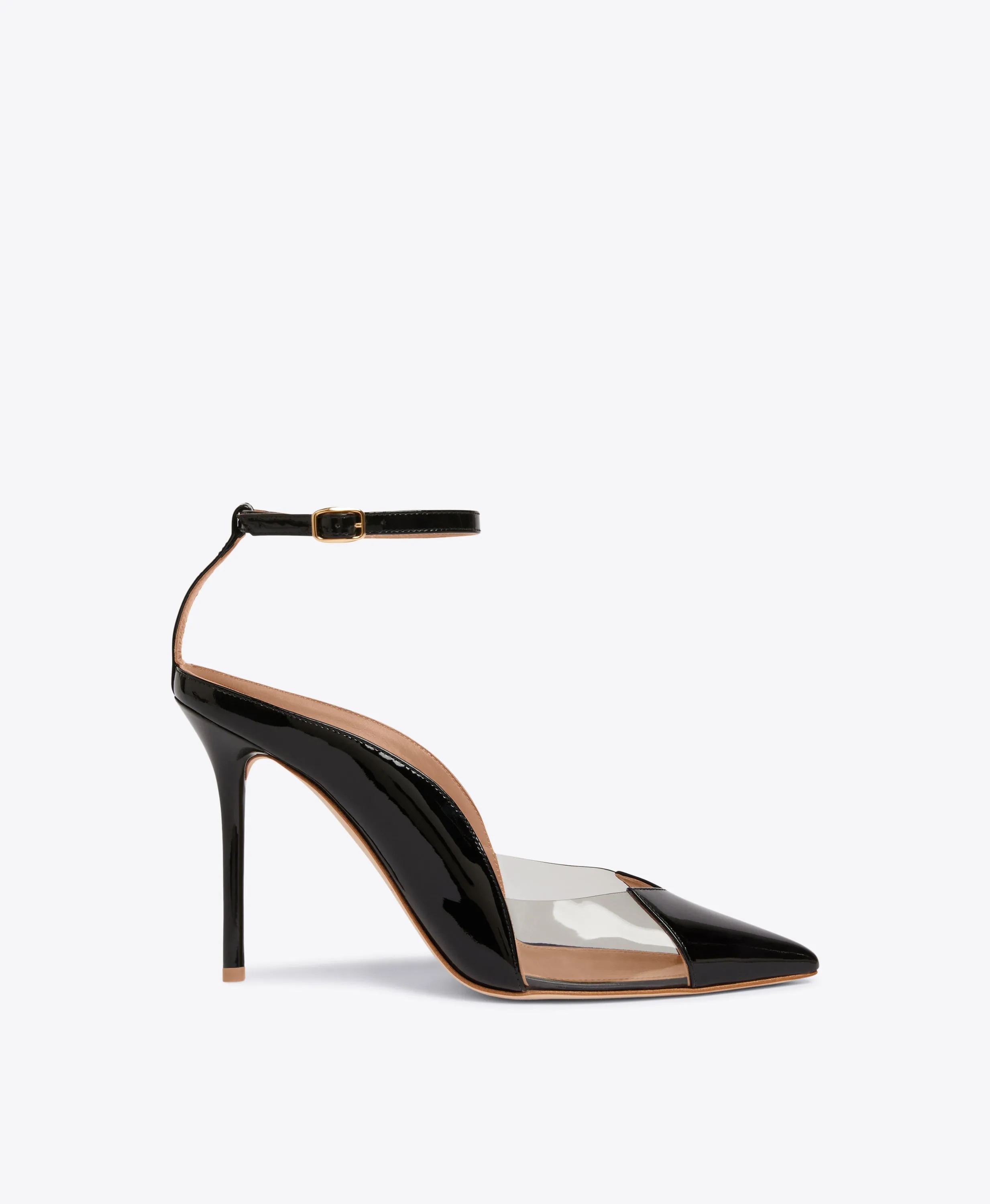 Powerful Mood Floral Design Heels Malia 100 Black Patent PVC Pumps