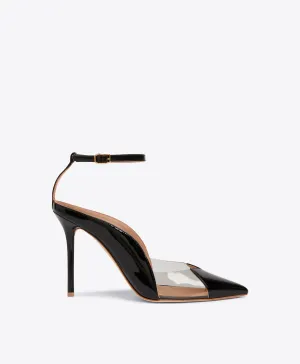Powerful Mood Floral Design Heels Malia 100 Black Patent PVC Pumps