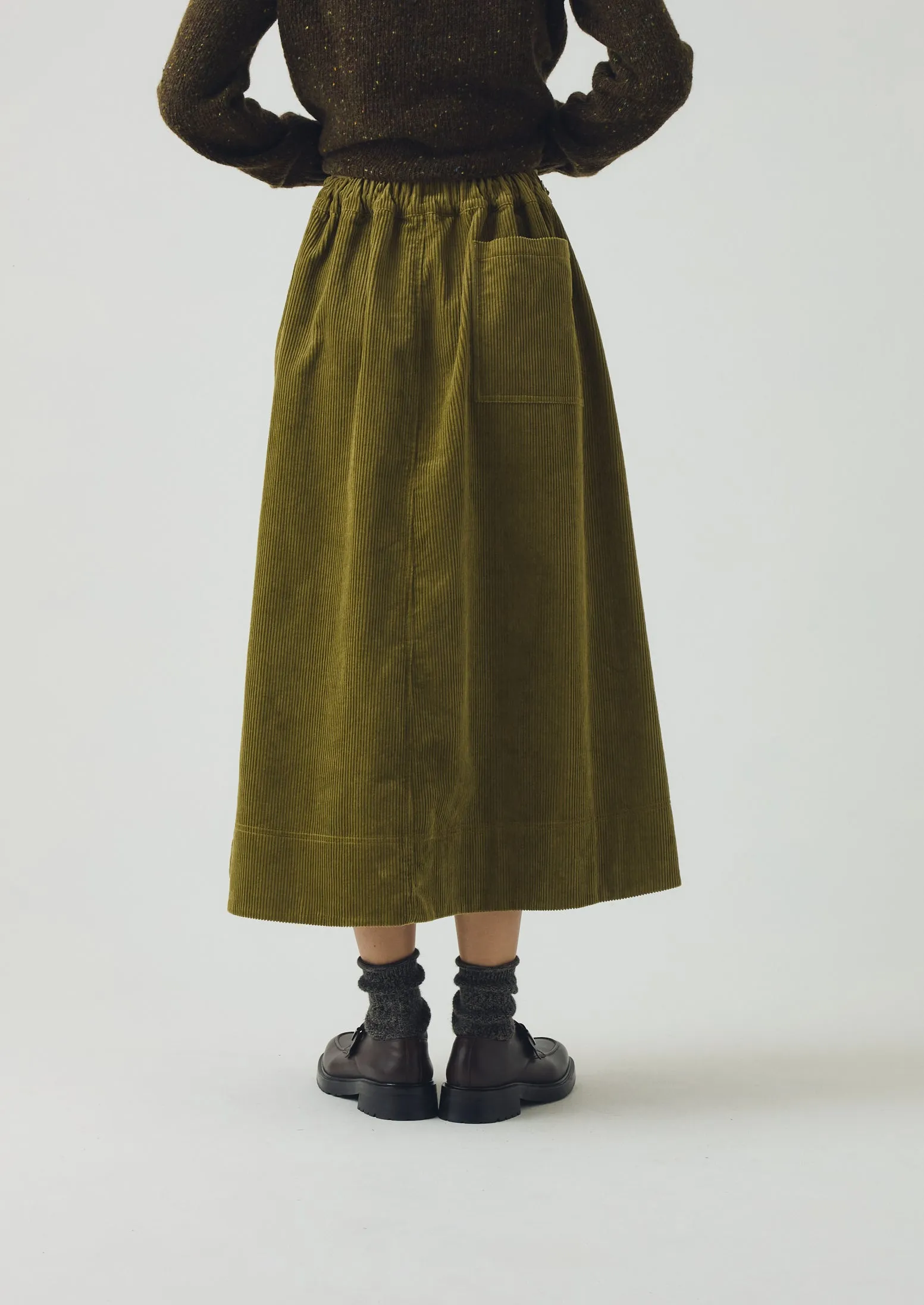 Easy Vibe Organic Cord A Line Skirt | Antique Olive