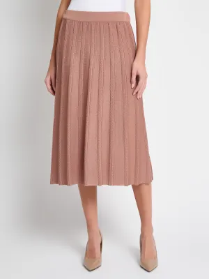Twist Front All Day Look Flared Textured Soft Knit Midi Skirt, Charmeuse - True Fit