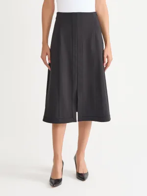 A-Line LuxeStretch Ponte Midi Skirt, Black - True Fit Weekend Outfit Sleek Styling