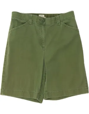 L.L.BEAN Womens Classic Fit Casual Shorts US 12 Large W34  Green Cotton hiking clothes Abrasion Defying Knee Patches