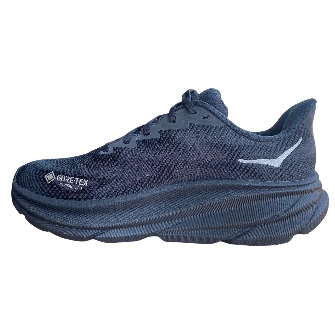 air - cushioned shoes Slip Resistant Lugs Hoka One One scarpa da corsa da uomo in Gore-Tex Clifton 9 GTX 1141470-BBLC nero