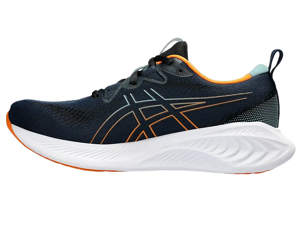 Asics scarpa da corsa da uomo Gel Cumulus 25 1011B621-407 blu arancione running in a softball field area shoes