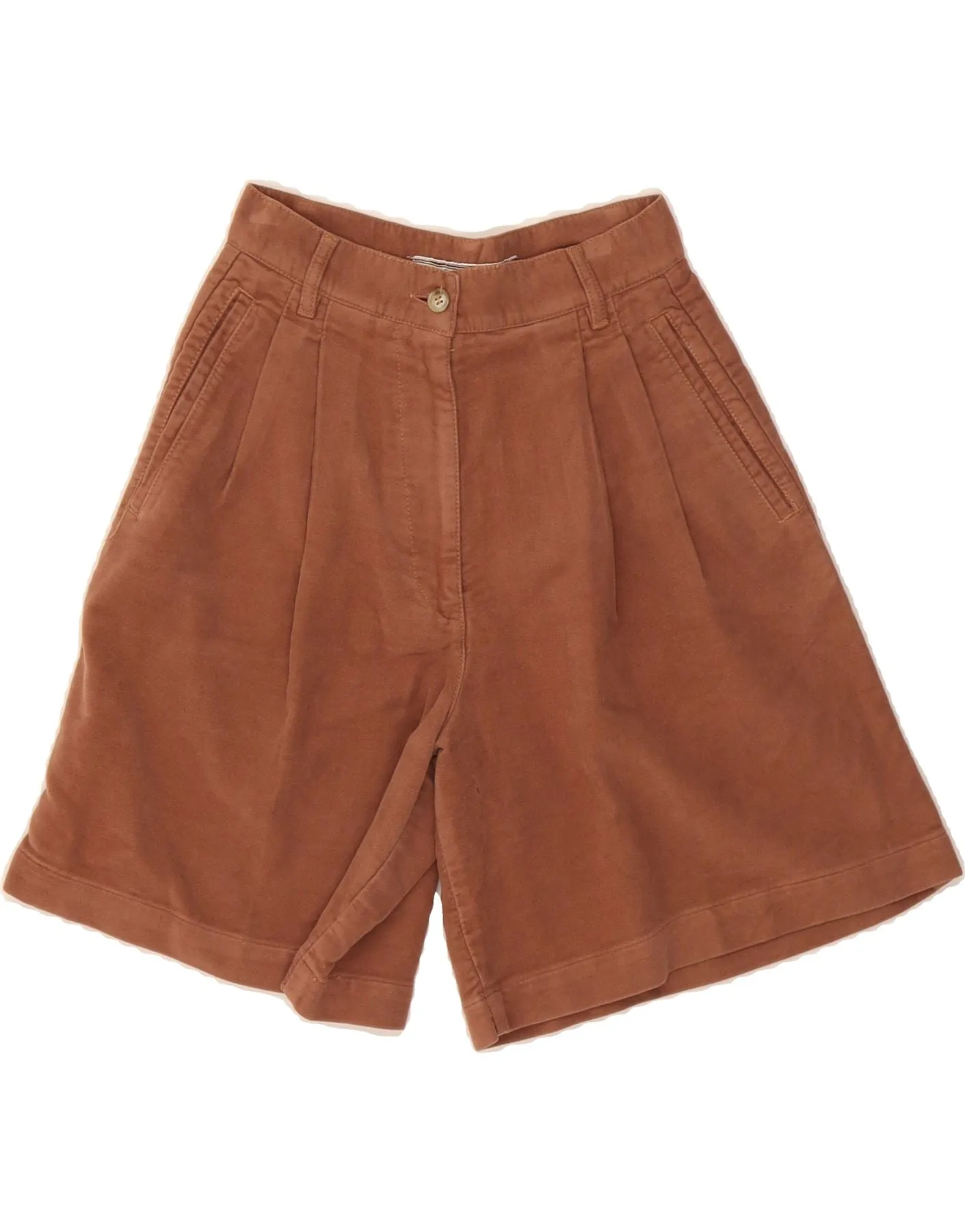 VINTAGE Womens High Waist Pegged Chino Shorts W22 2XS Brown Cotton Outdoor Apparel