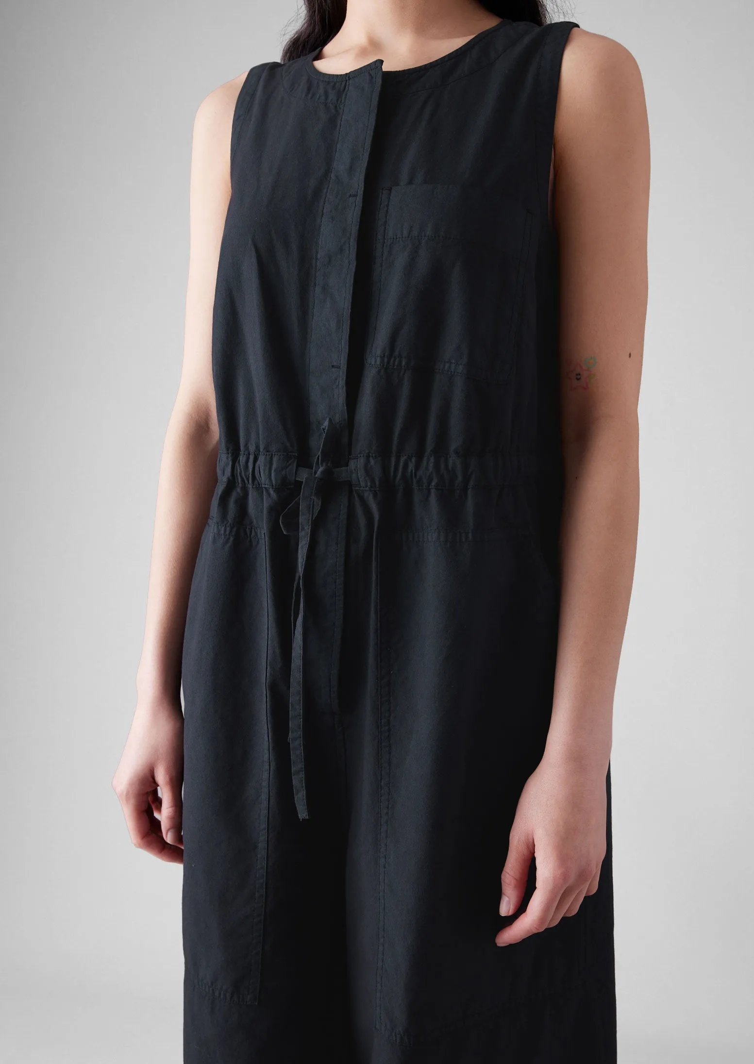 Perfect Shape Cotton Linen Wide Leg Jumpsuit | Soft Black