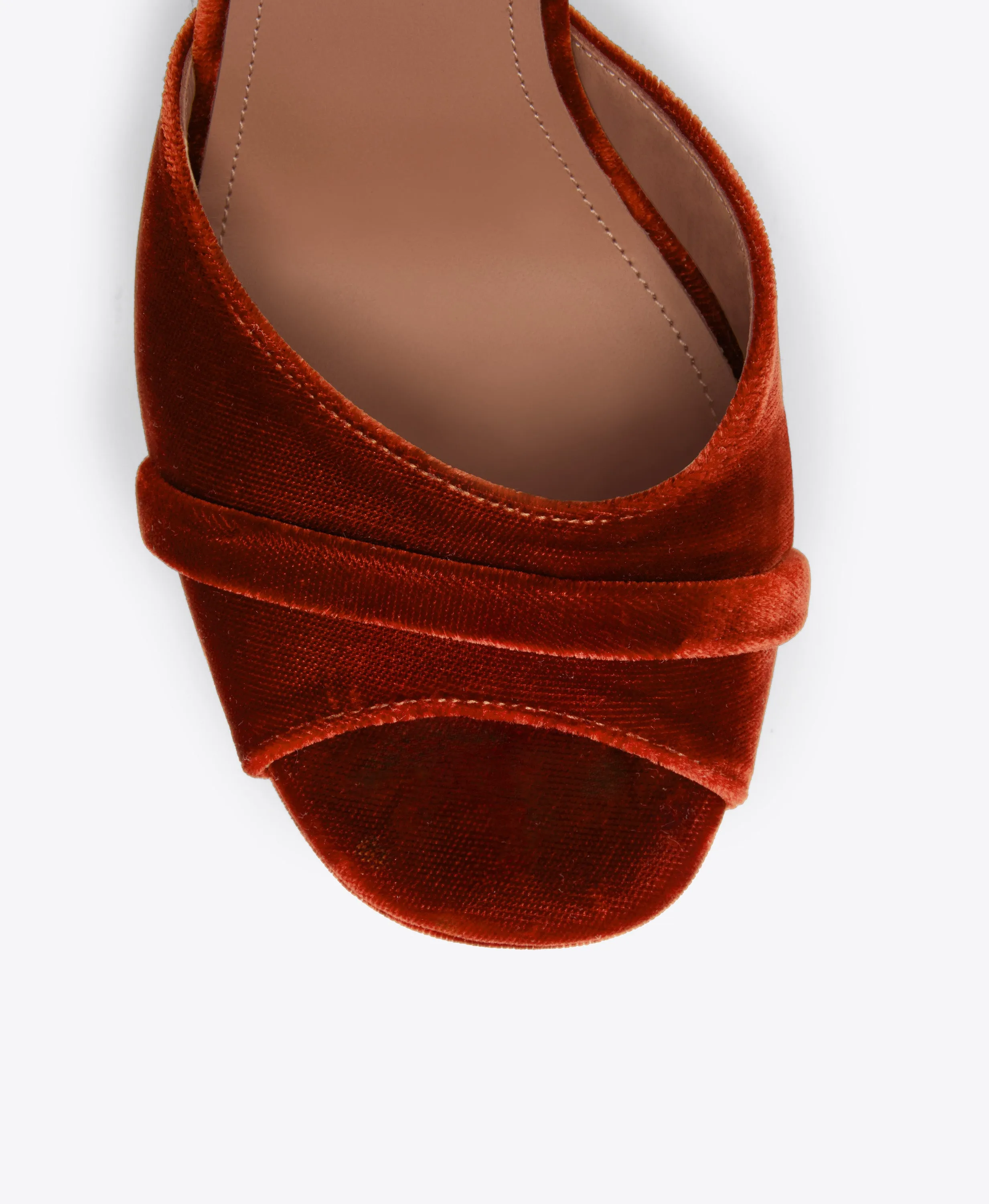 Yuri 125 Dark Orange Velvet Platform Sandals Heel Support Bohemian Style Heels