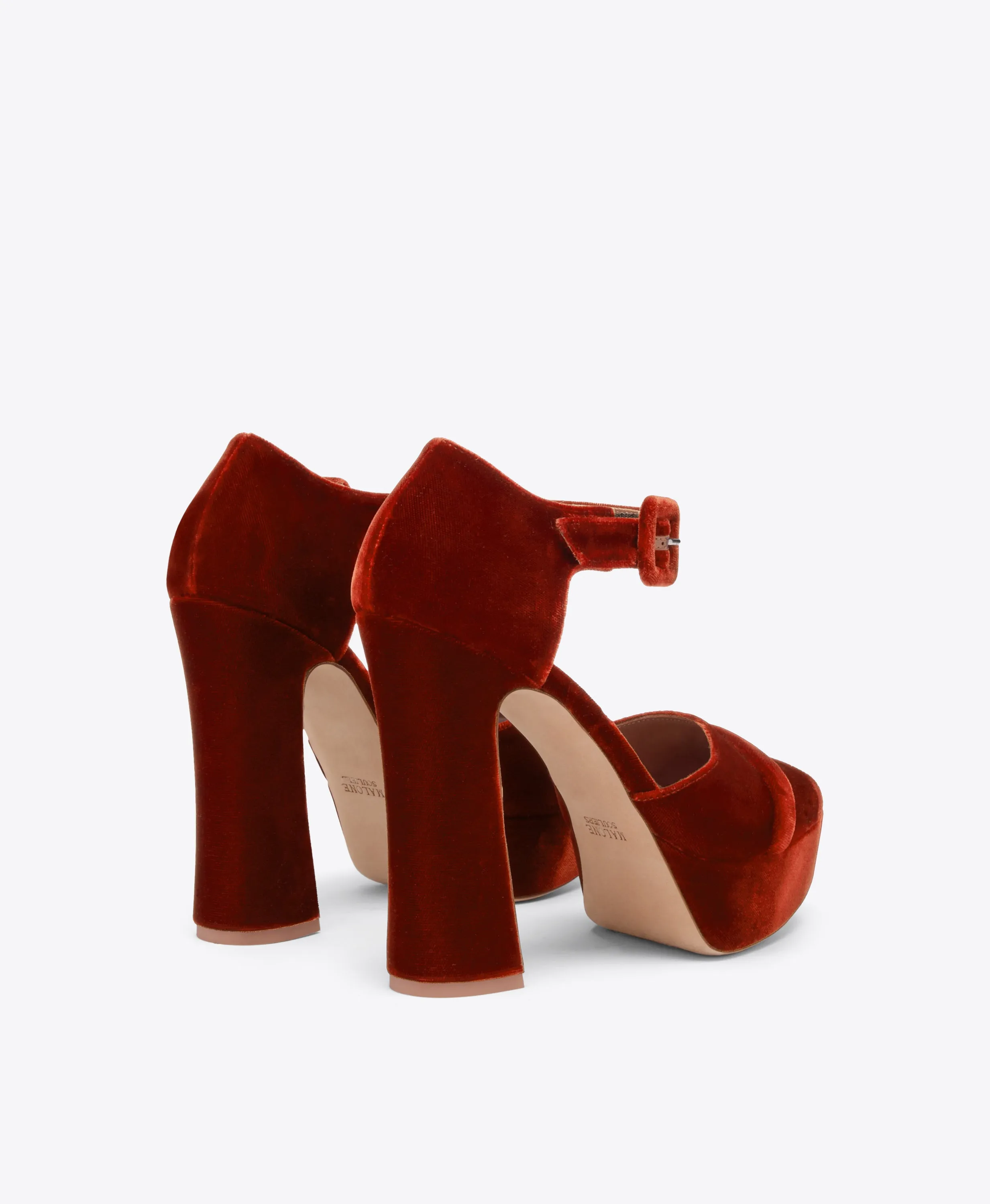 Open Heel Shoes Comfort Grip Yuri 125 Dark Orange Velvet Platform Sandals