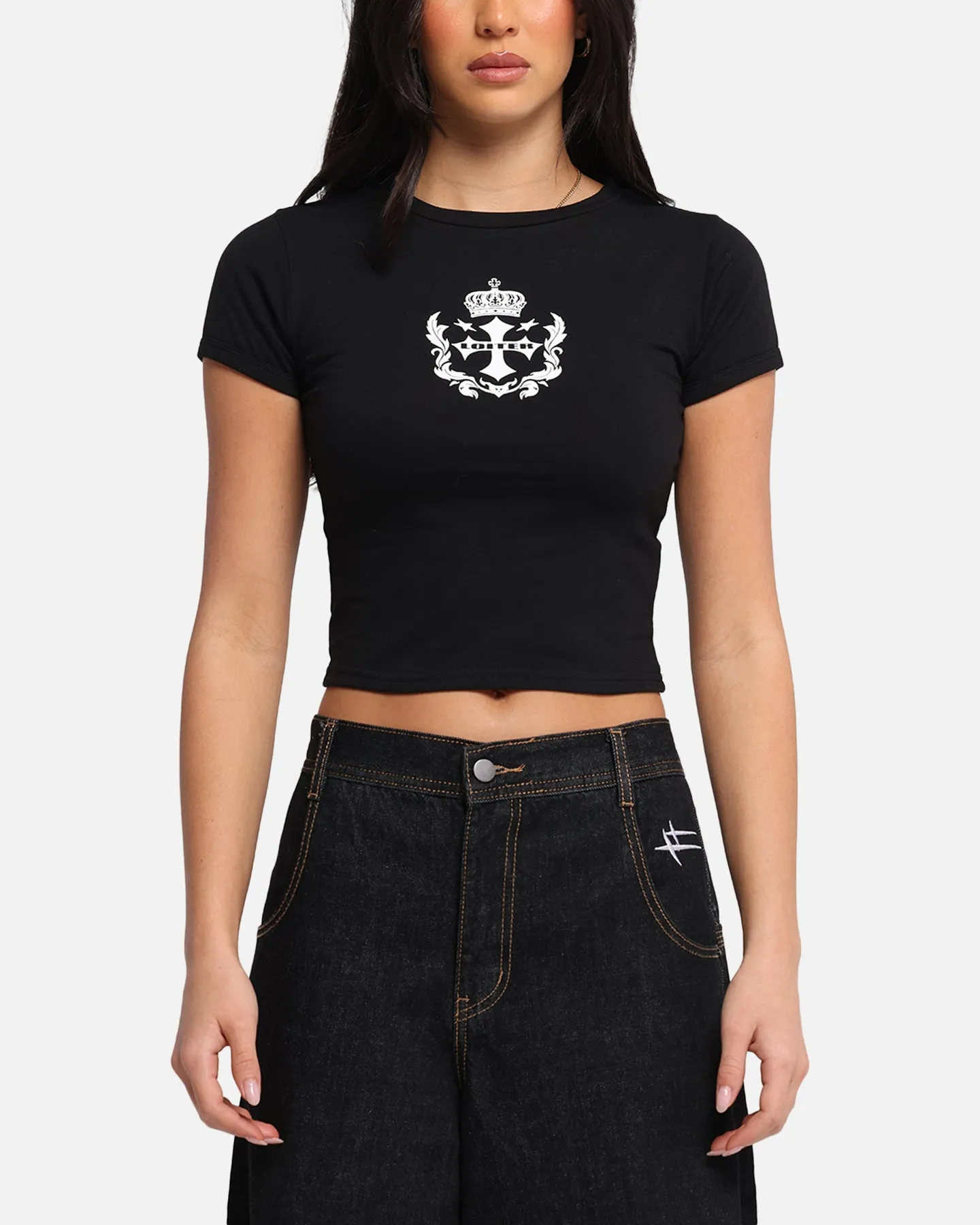 Loiter Women's Purity Baby T-Shirt Black Lightweight Design Simple Chic