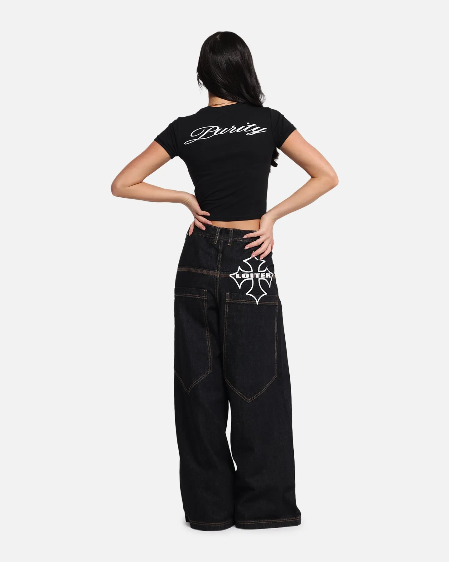 SoftenedTexturedWeave Loiter Women's Purity Baby T-Shirt Black