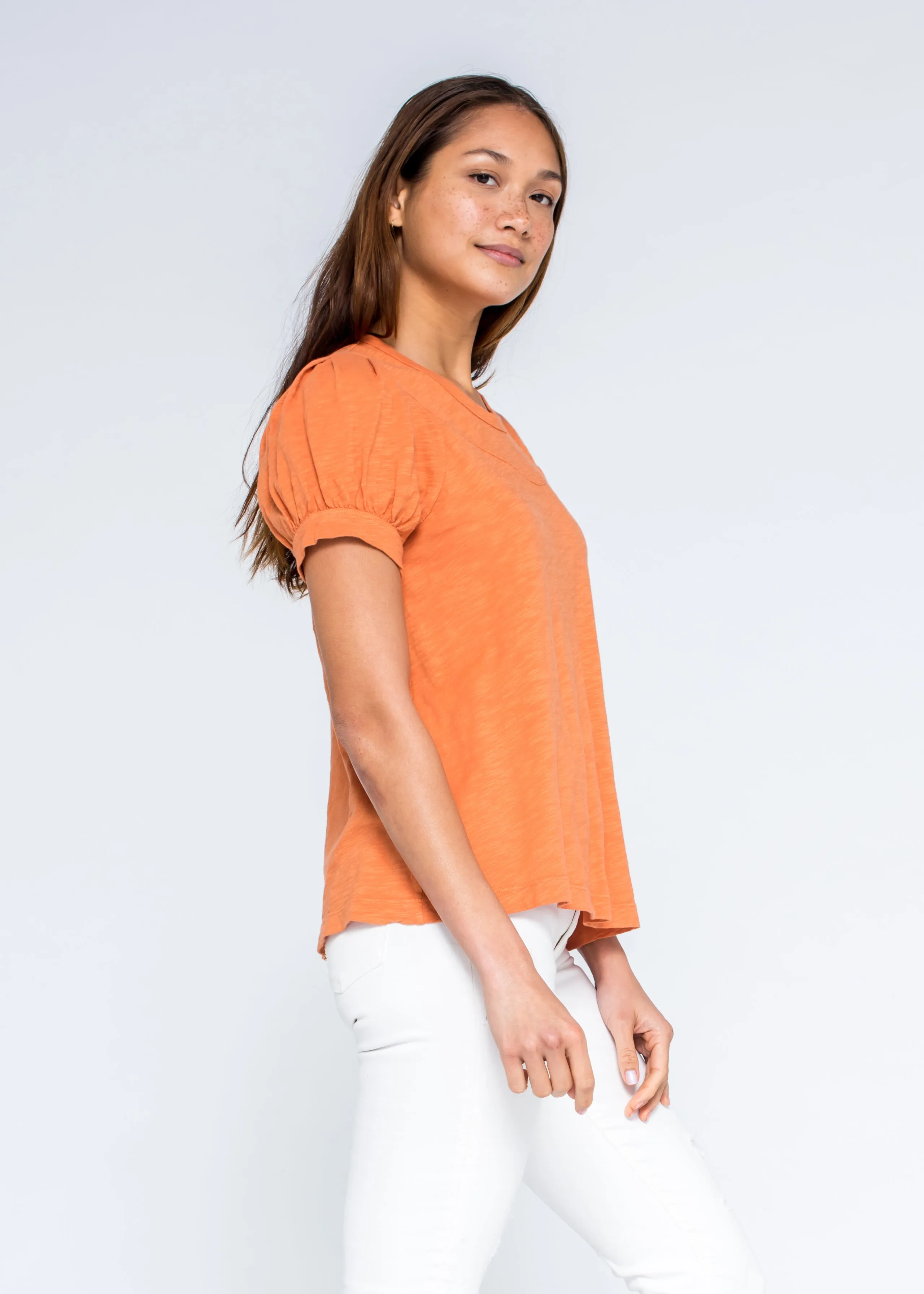 Elbow Puffy Sleeve Crew Tee SeamlessConstruction Playful Prints
