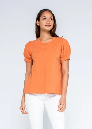 Weekend Comfort Wear Light and Comfortable Elbow Puffy Sleeve Crew Tee