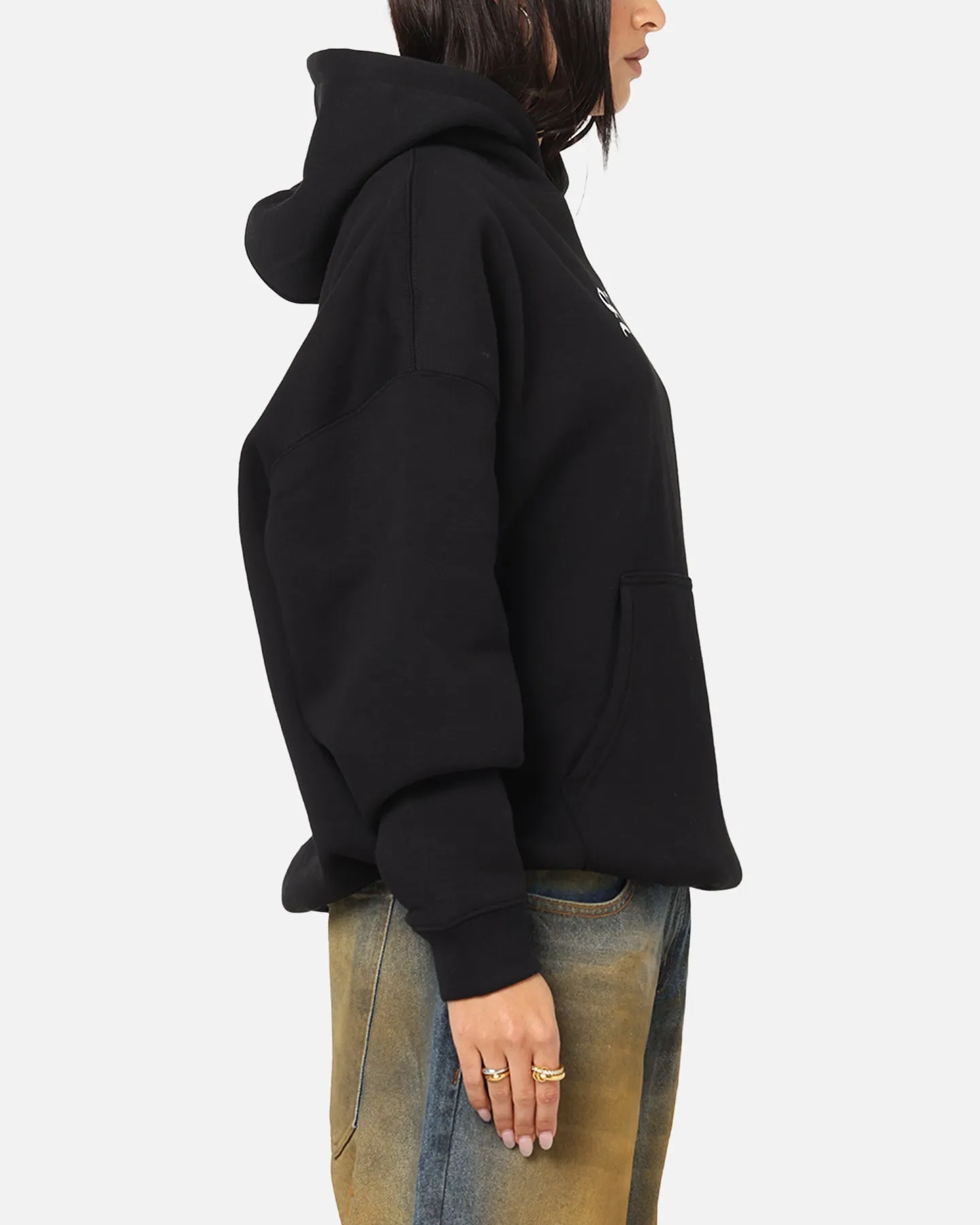 Saint Morta Gothic Stack Boxy Hoodie Black Western Style