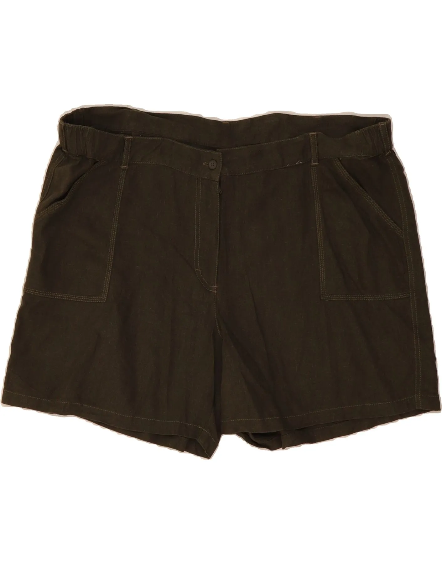 Lightweight Material Easy Style MARKS & SPENCER Womens Chino Shorts UK 22 3XL W44  Khaki Linen