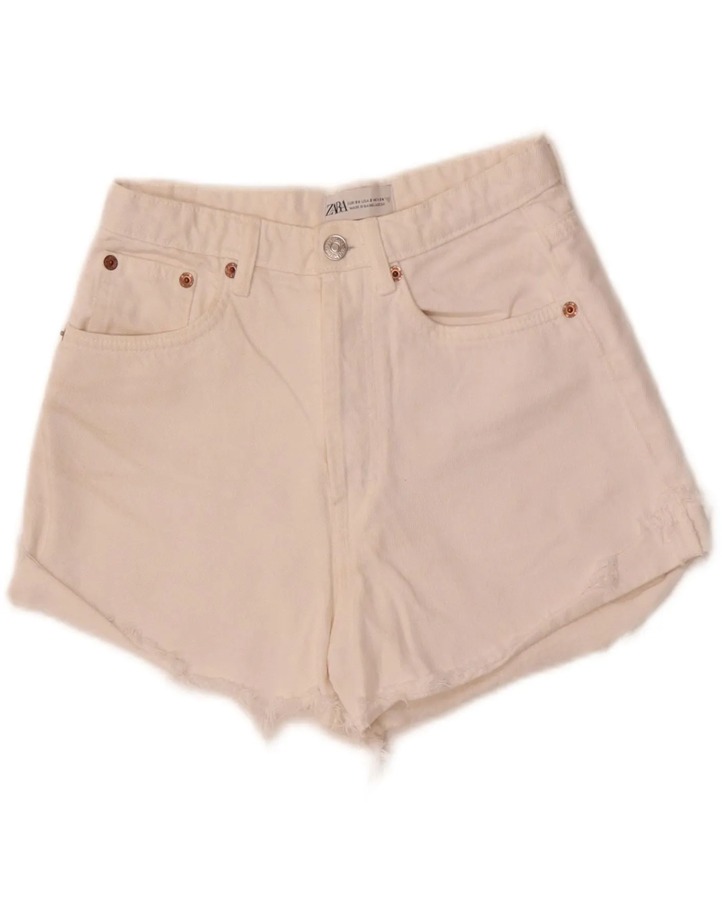 ZARA Womens Denim Shorts EU 34 2XS W24 White transportation industry