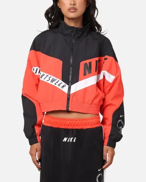 Nike Women's Sportswear Woven Street Jacket Light Crimson/Black/White Secure Closures