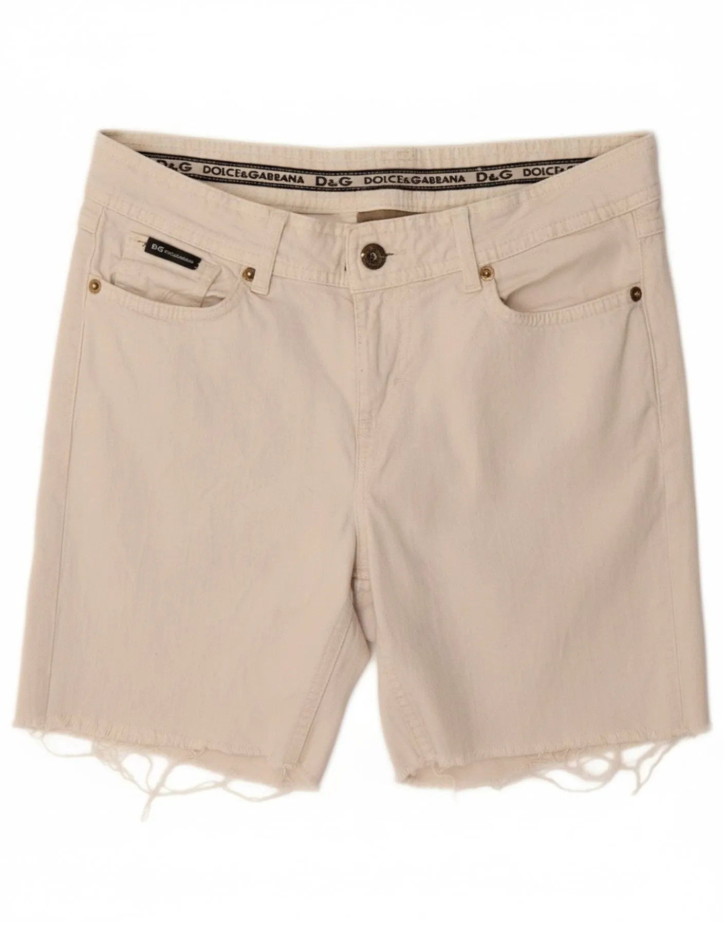 DOLCE & GABBANA Womens Denim Shorts W28 Medium  Off White Cotton Chill Comfort Design Light Comfort