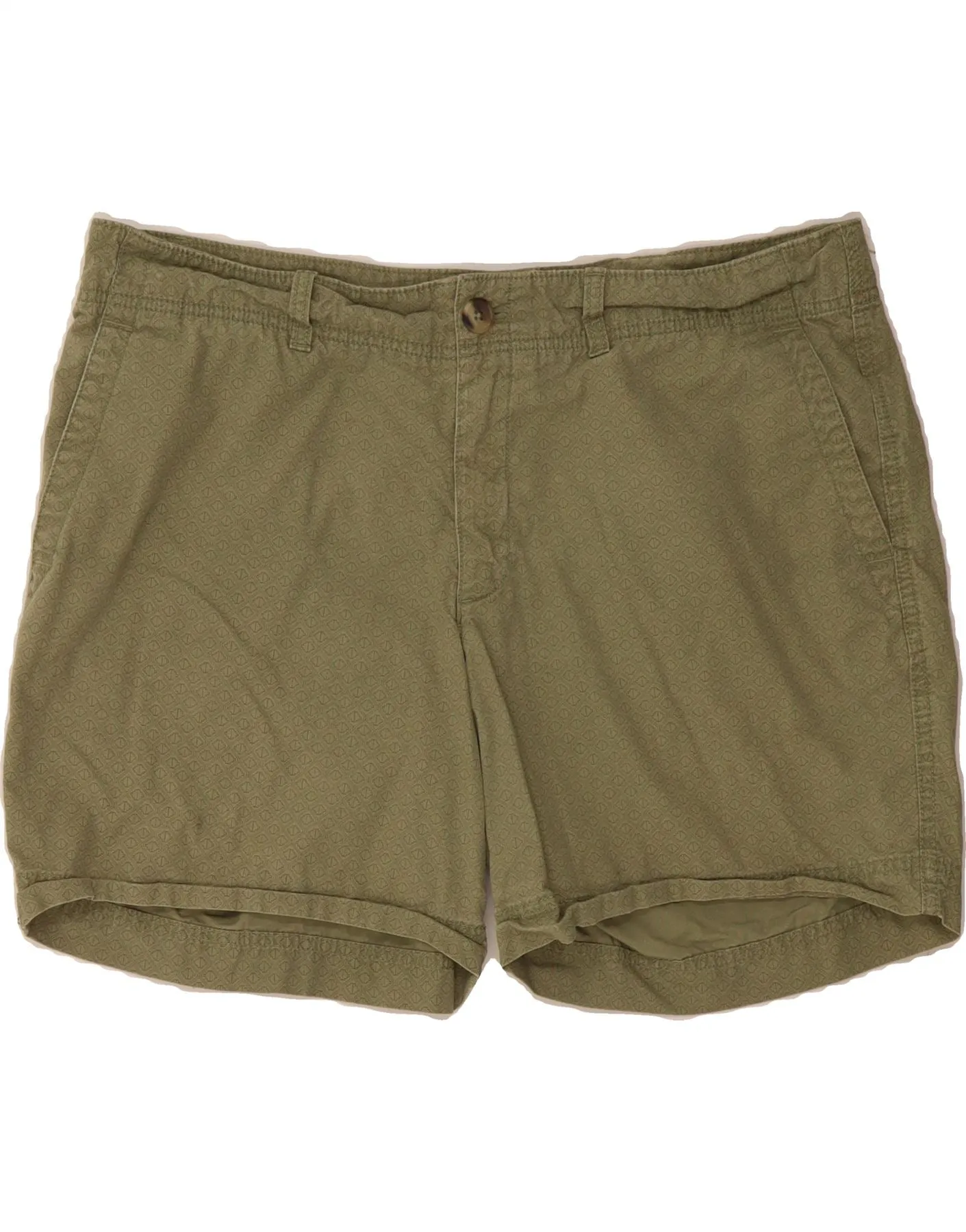 Double Needle Stitching Fun Colors EDDIE BAUER Womens Abstract Pattern Chino Shorts US 16 2XL W38  Green